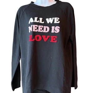 ISAAC MIZRAHI Crewneck Textured Graphic Sweatshirt Black Size Medium - Picture 1 of 6