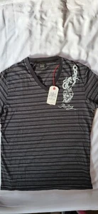 Replay Designer Tee shirt - New with Tags , Mens Large , Black stripe - Picture 1 of 2
