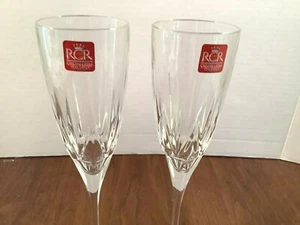 2 flautas de champán de cristal Royal Crystal Rock DiSaronna elegantes Italia 9" - Imagen 1 de 7