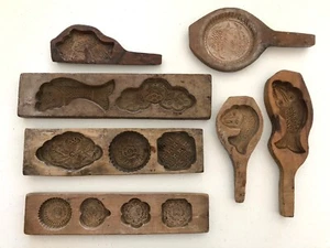 Vintage japanische Holz Kashigata geschnitzte Kuchenformen handgefertigt signiert - Bild 1 von 13