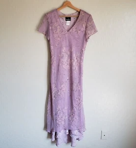 Vintage Positive Attitude Floral Sheer Purple Maxi Dress Womens 14 Fairy 90s Y2K - Picture 1 of 11