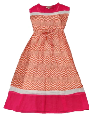 Speechless Girls Orange/White Chevron Striped Chiffon Lined Maxi Dress Sz 10 NWT - Image 1 of 4