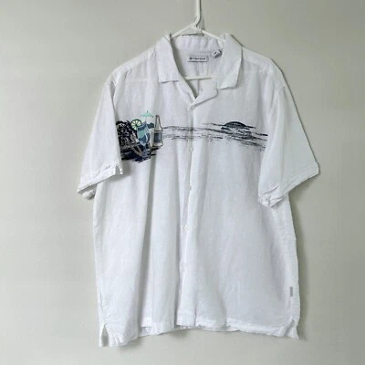 Cubavera Button Up Shirt Mens Size XL White Cocktail Palm Beach Linen Cotton - Image 1 of 4
