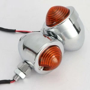 Luces intermitentes ámbar intermitentes cromadas para motocicleta luces indicadoras universales - Imagen 1 de 11