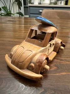 Volkswagen VW Beetle with Surf Board Wooden Model Tiki Beach Surfing Hippie Core - Picture 1 of 9