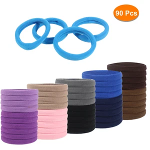 90 Seamless Metal Free Elastic Bands Hair Ties Ponytails Scrunchies for Thick Ha - Picture 1 of 6