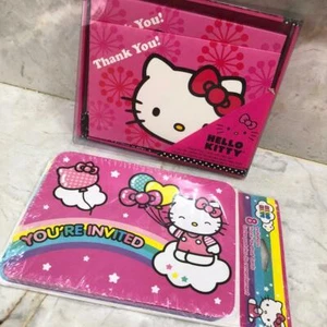 Sanrio Hello Kitty 8 Einladungen, 8 Dankespostkarten, 10 Dankeskarten Neu - Bild 1 von 5