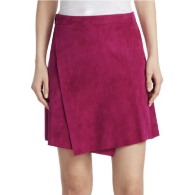 Theory Buckle Suede Wrap Skirt in Electric Pink. NWT. Size 2. Retail- $1,000 - Image 1 of 4