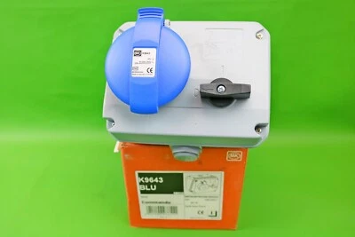 MK K9643BLU 32A Angled Commando Socket 2P+E - Image 1 of 4