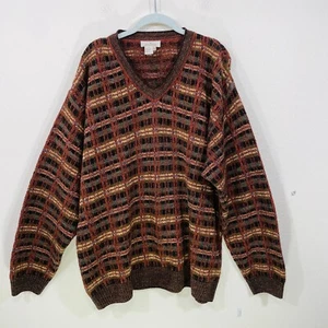 Ermenegildo Zegna Sweater Men's XXL ( 56) Wool Blend V-Neck Striped Italy Made - Picture 1 of 11