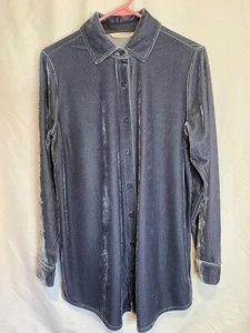 Neu mit Etikett Boyfriend-Tunika mit weicher Umrandung Gr. XS nachtblau Samt Knopfleiste PLÜSCH - Bild 1 von 23