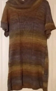 RONNI NICOLE Sweater Dress Women's XL Cowl Neck striped cap sleeve Acrylic - Picture 1 of 5