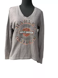Harley-Davidson Long Sleeve Shield Biker T Shirt Wichita Ks Women’s M Moto Logo - Picture 1 of 7