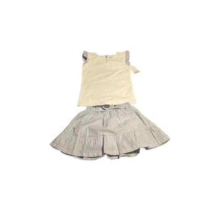 NEW Carter’s Girls Sz 4 White Blue Stripe Skirt And Top Set Nautical Beach - Picture 1 of 7