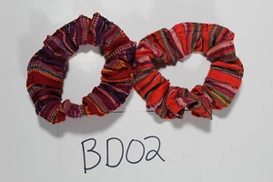 Guatemalan Scunchies - 2x Hand Made Colorful Scrunchy HairTie Accessory NEW BD02 - Picture 1 of 2