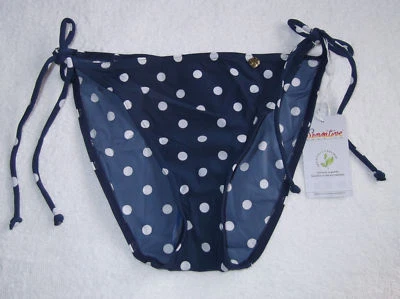 figleaves Sensitive Sizes 10-16 Spot Tie Side Bikini Bottoms Blue & White