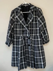 NY Collection Womens Black Plaid Raincoat Jacket Medium - Picture 1 of 11