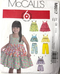 Mädchen Schnittmuster Kleid Oberteil Hose McCall's 6017 Gr. S 1 2 3 Neu ungeschnitten - Bild 1 von 2