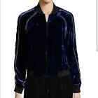 NWT Joie Silk Mace B Blue Velvet Bomber Jacket Full Zip Lined Size Small