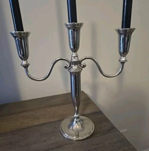 Vintage Godinger Silber Teller 3-armiger Kandelaber Jugendstil Barock Rokoko, 12,5" - Bild 1 von 17