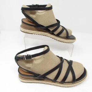 Lucky Brand schwarze Nemelli Jute Keilsandalen Größe 9 Riemchen verstellbare Schnalle 2"-Absatz - Bild 1 von 14