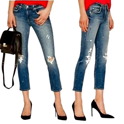 Rag & Bone Jeans Women's Size 25 Dre Splatter Paint Distressed Slim Straight - Image 1 of 4