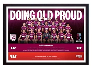 Framed 2025 Queensland NRL State Of Origin Football Poster - 45cm x 32cm x 3cm - Bild 1 von 4