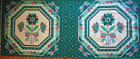 Fabric Panel 2 Pillow Fronts Green Pink Ivory Floral (NO BLUE) Cotton Vtg