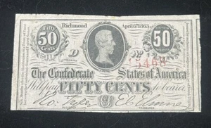 1863 T-63 50c Confederate States of America - Picture 1 of 2