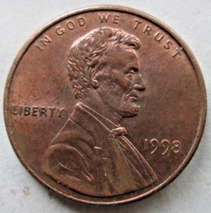 CENTAVO CONMEMORATIVO 1998-P, ERROR DE GRIETA DE TROQUEL "CABEZA DE PICO", XF/AU, CIRCULADO - Imagen 1 de 3