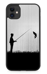 Fishing Rubber Rubber Phone Case Fisherman Fish Kit Gear Gift Silver Grey i694 - Picture 1 of 2