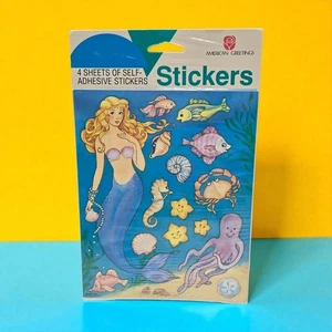 Neu Vintage versiegelt 1980er-90er American Greetings seltene Meerjungfrau Sea Life Aufkleber - Bild 1 von 4