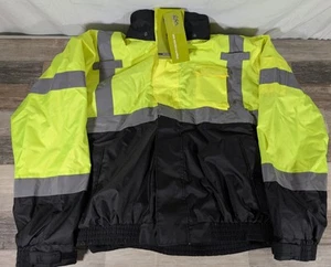 GSS Safety Class 3 Waterproof Quilt-Lined Bomber Jacket Lime Green—2XL NWT - Picture 1 of 9