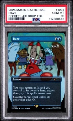 2025 MTG SECRET LAIR X SPONGEBOB SQUAREPANTS DAZE FOIL PSA 10 GEM MINT - Image 1 of 2