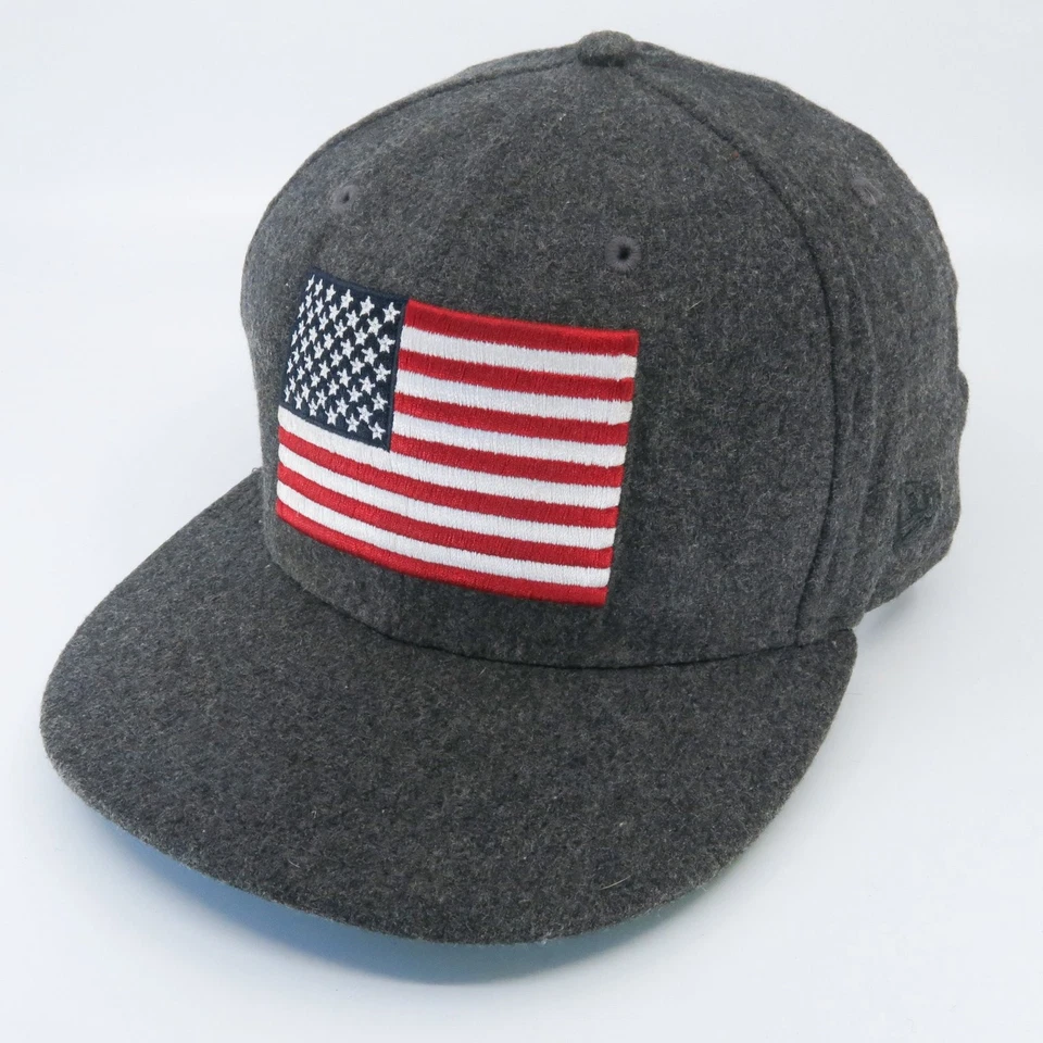 10.Deep Wool 59FIFTY Hat Men's 7 1/2 Gray USA Flag 10 Deep Logo - Image 1 of 4