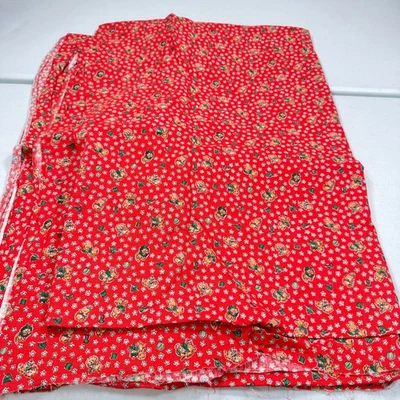 vtg Fabric holiday christmas wreath red squirrel bunny mouse 42x222 6 yrd 1483-4 - Image 1 of 4