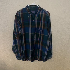Vintage Sir Pendleton Shirt Men XL 100% Virgin  Wool Plaid Button Up Multi Color - Picture 1 of 8