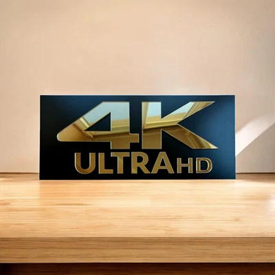 4K Ultra HD Wall Sign Gold  Acrylic Home Theater Plaque for Movie Media Room - Image 1 of 4