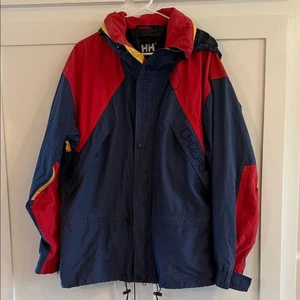 Vintage 90s Gr. L Helly Hansen navy red colorblock insulated skimantel wasserdicht - Bild 1 von 15