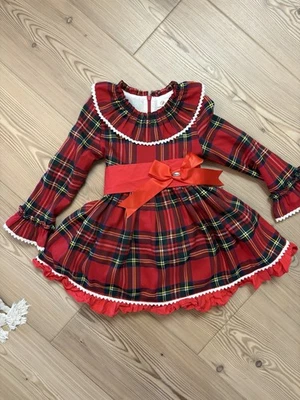 Pettigirl Red Plaid Fancy Christmas Dress Red Bow Girls Size 5t NWOT Washed New - Image 1 of 4