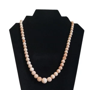Vintage Art Deco Round Graduated Faux Coral Stones Beaded Statement Necklace - Picture 1 of 8