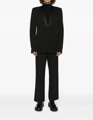 Givenchy NWT Mens Black Wool Satin 2 Piece Tuxedo Suit Jacket Pants 56 IT $4800 - Image 1 of 4