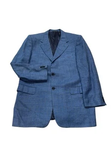 Trussini Plaid Blazer Sport Coat  54 US 46 Blue Wool Silk Linen Jacket Boyds - Picture 1 of 21