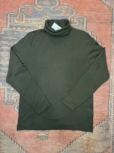 Todd Snyder Mens Ribbed Knit Turtleneck Sweater Size L Olive Green Merino Wool - Picture 1 of 6