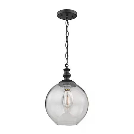 ELK LIGHTING 46222/1 Bergen Mini Colgante 1 Luz en Negro Mate con Vidrio Transparente Foto 1 de 1