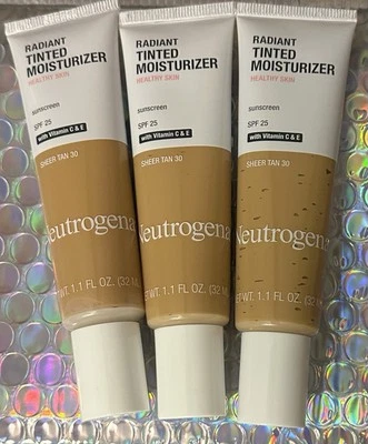 3X Neutrogena Radiant Tinted Moisturizer Sheer Tan 30 SPF 25 EXP 09/25, 02-03/26 - Image 1 of 4