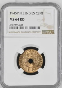 Netherlands East Indies 1 Cent 1945P NGC MS 64 RD - Picture 1 of 2