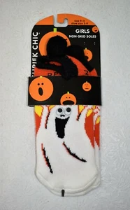 Halloween Socks Gripper Girl's Ghost Shriek Chic Googly Eyes Vintage New - Picture 1 of 5