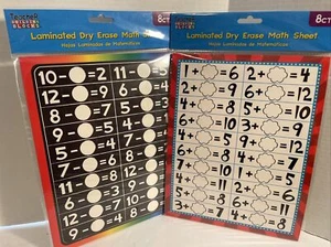Nygala Laminated Dry Erase Math Sheets, Lot Of 2, 8ct Each. New - Picture 1 of 4
