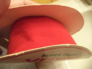 OLD VINTAGE RIBBON PLUS roll of VELVET RED FRONT POLY BACK 2.25 " USED ROLL - Picture 1 of 9